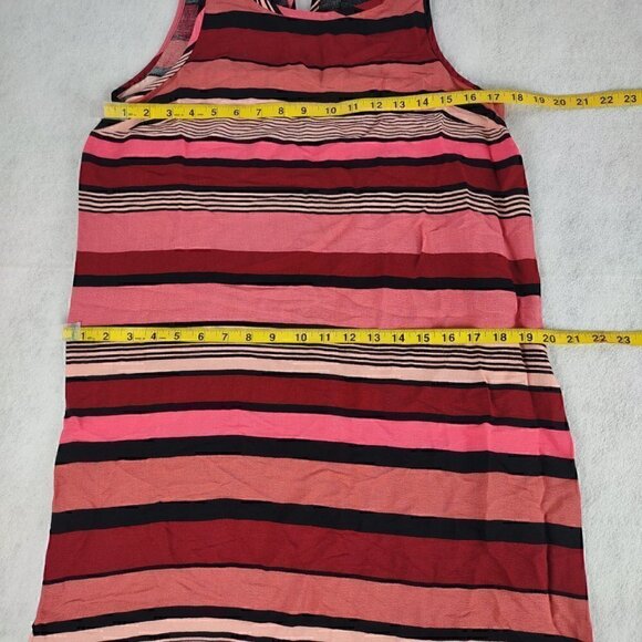 Ann Taylor LOFT Sleeveless Lightweight Striped Pink Red Shift Dress. Size MP - Picture 3 of 8